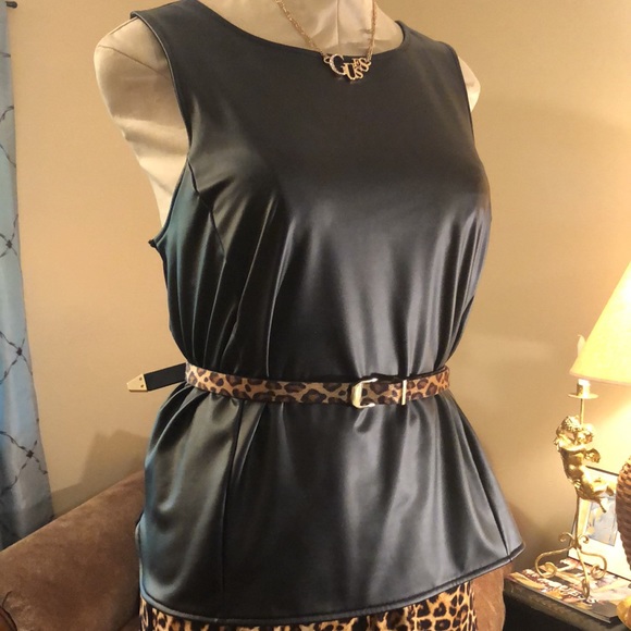 Express Faux Leather Tank High Low Top- 🛍 - Picture 2 of 7